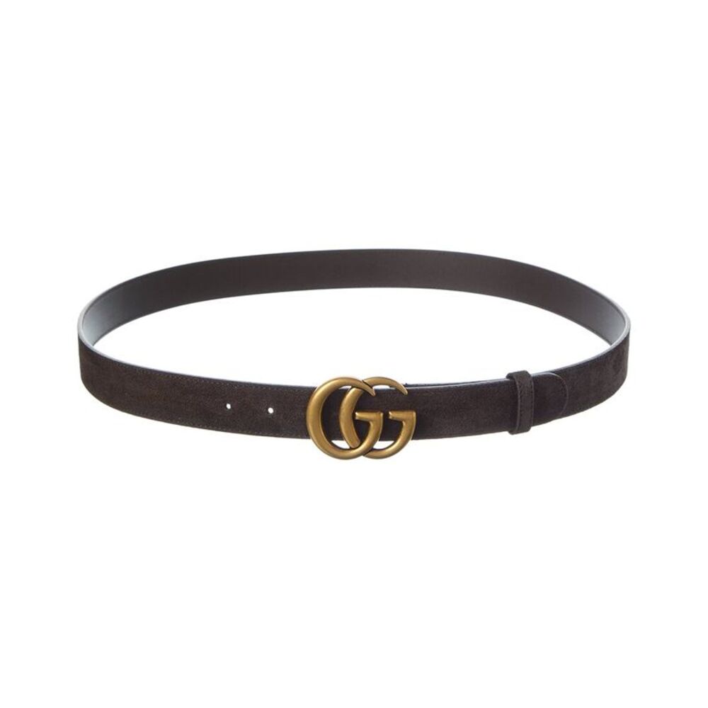 Gucci Gg Marmont Thin Suede Belt, Black